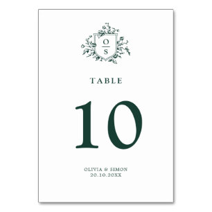 Emerald Greenery Vintag Botanische Hochzeit Tischnummer