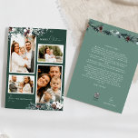Emerald Greenery Vintag Four Foto Collage Feiertagskarte<br><div class="desc">Willkommen in unserem bezaubernden Emerald Greenery Vintag Four Foto Collage Holiday Card Design, wo Vintager Charme und moderne Eleganz aufeinander treffen. Dieses Design besticht durch eine faszinierende Aquarellenpflanze und eine subtil elegante Kalligraphie mit einfacher Typografie, die das Wesen traditioneller Gemütlichkeit und rustikaler Hütte einnimmt. Mit einer Touch von Retro-Flair und...</div>