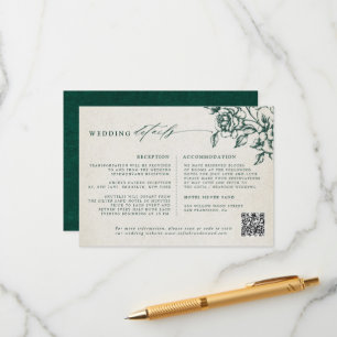 Emerald Greenery Vintage botanische Hochzeiten Det Begleitkarte