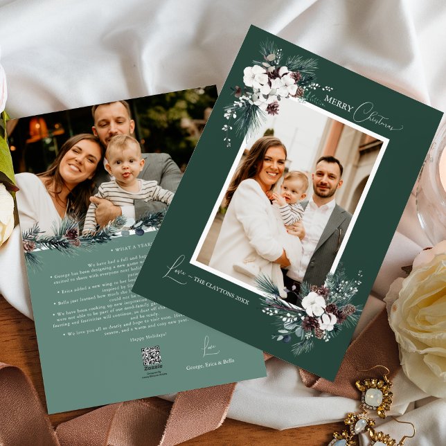 Emerald Greenery Vintage Weihnachten Zwei Fotos (Von Creator hochgeladen)