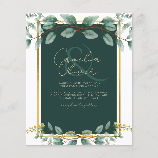 Emerald Greenery Wedding Botanical Nature lädt ein Flyer (Vorne)