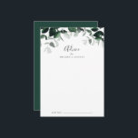 Emerald Greenery Wedding Hinweiskarte<br><div class="desc">Diese smaragdgrüne Trauungsberatungskarte ist perfekt für eine Hochzeit und kann für jede Veranstaltung verwendet werden. Das elegante und dennoch rustikale Design besticht durch stimmungsvolle, dunkelgrüne Blätter und Eukalyptus mit einem modernen böhmischen Waldgefühl. Diese Ratschläge können als Gästebuchalternative für Hochzeitsempfang, Brautparty, Babydusche oder Abschlussfeier verwendet werden. Personalisieren Sie die Karte mit...</div>