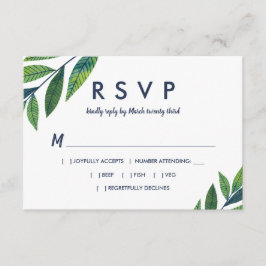 Emerald Greenery Wedding RSVP Karte