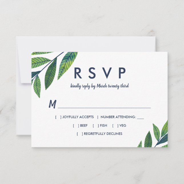 Emerald Greenery Wedding RSVP Karte (Vorderseite)