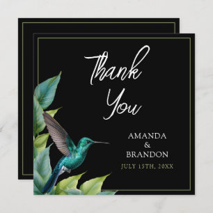 Emerald Hummingbird Tropical Blätter Wedding Dankeskarte