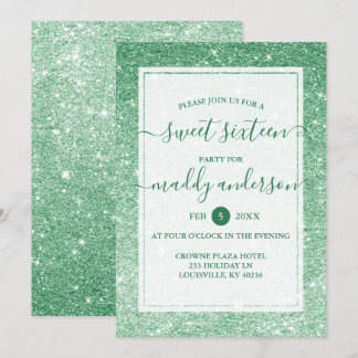 Emerald Imitats Glitzer Elegant Sweet 16 Geburtsta Einladung