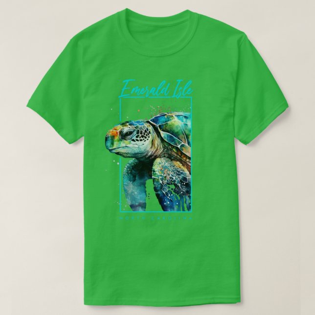 Emerald Isle North Carolina Wasserfarbenschildkröt T-Shirt (Design vorne)