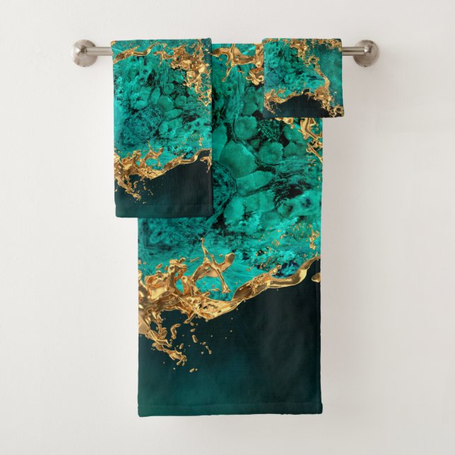 Emerald Jade Gold Splatter Abstrait (En situation)