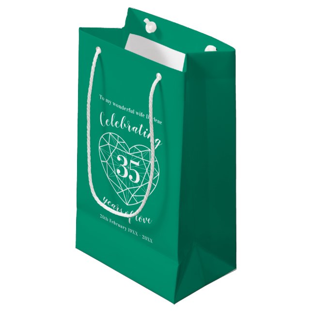 Emerald Jubiläum 35 Jahre Grüne Ehefrau Geschenkta Kleine Geschenktüte (Vorderseite Schrägansicht)