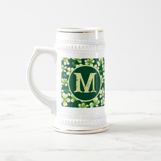 Emerald Kleeblatt Tapestry: Dunkle grüne Freude Bierglas (Links)