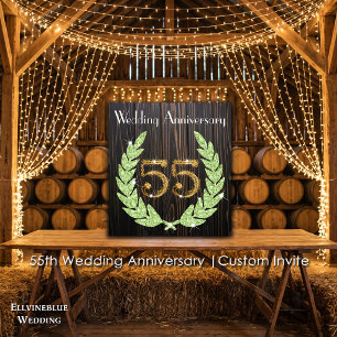 Emerald Laurel & Gold 55. Hochzeitstag Einladung