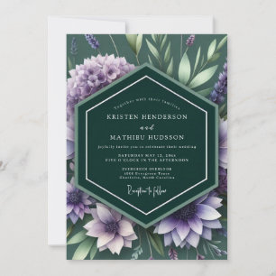 Emerald-Lila Botanische Hochzeit Einladung