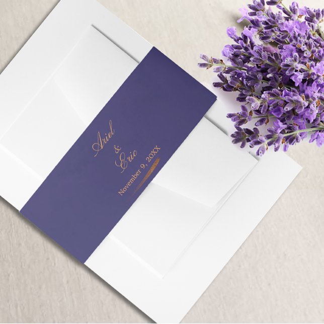 Emerald Lila & Gold Script Schriftart Hochzeit Einladungsbanderole (Von Creator hochgeladen)