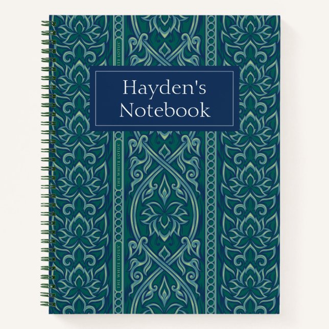 Emerald Lotus TapestPattern - The White Lotus Notizbuch (Vorderseite)