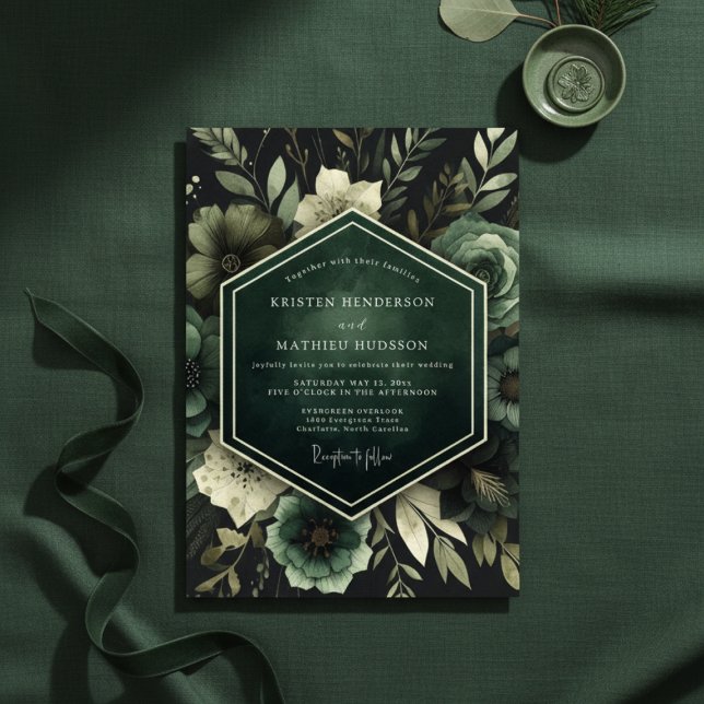 Emerald Lush Bloom Wedding Einladung (Von Creator hochgeladen)