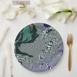 "Emerald Marble Flow" Pappteller