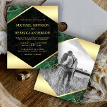 Emerald Marble Photo Budget Wedding Invitation<br><div class="desc">Amaze your guests with this elegant wedding invitation featuring a beautiful hexagon faux gold foil and marble design with modern typography. Simply add your event details on this easy-to-use template and adorn this card with your favorite photo to make it a one-of-a-kind invitation.</div>