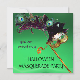 EMERALD MASQUERADE PARTY, grün Orange Einladung