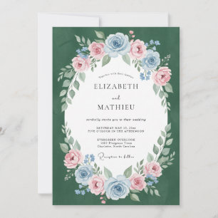 Emerald-Mauve-Kranz-Hochzeit Einladung