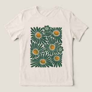 Emerald Meadow Damen abstraktes Blumen T‑Shirt Tri Tri-Blend Shirt