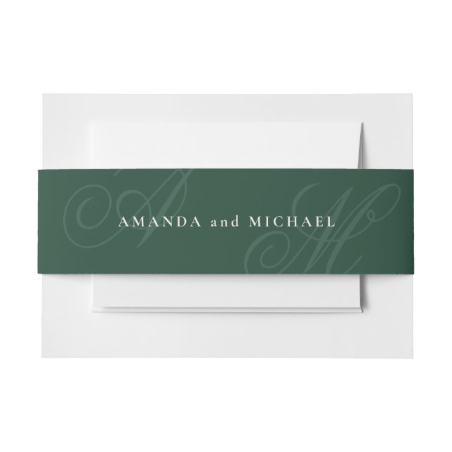 Emerald Modern Edge-elegante Monogram-Hochzeit Einladungsbanderole (Vorderseite Beispiel)