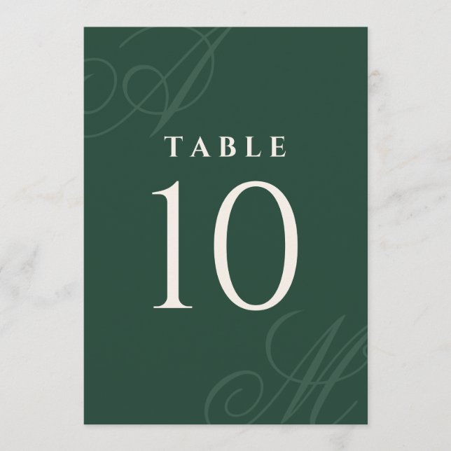 Emerald Modern Edge-elegante Monogram-Tischnummern (Vorderseite)