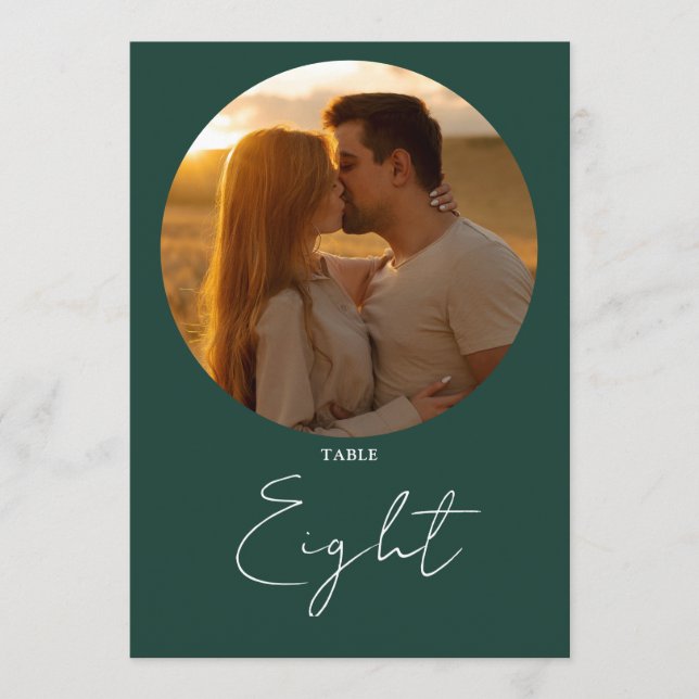 Emerald Modern Minimalistisch Script Tischnummer (Vorderseite)