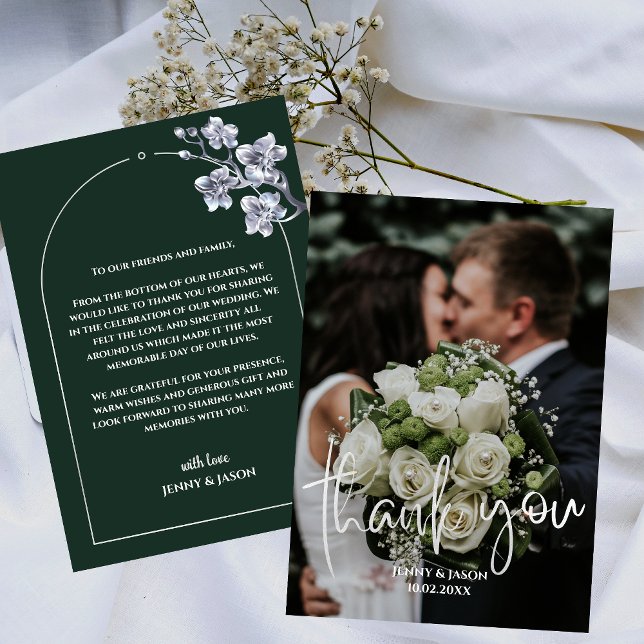 Emerald Modern Script Foto Danke Karte (Emerald Modern Script Photo Thank You Card)
