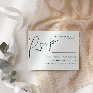 Emerald Modern Script WEDDING RSVP MEAL WAHL Karte