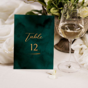 Emerald Modern Script Wedding Tischnummer