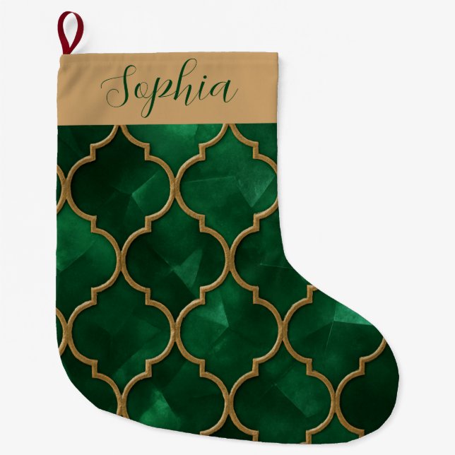 Emerald Moroccan Pattern – Luxury Style Großer Weihnachtsstrumpf (Vorderseite)
