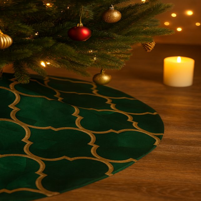 Emerald Moroccan Pattern – Luxury Style Polyester Weihnachtsbaumdecke (Von Creator hochgeladen)
