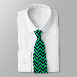 Emerald, Navy Blue Large Zickzack ZigZag Muster Krawatte