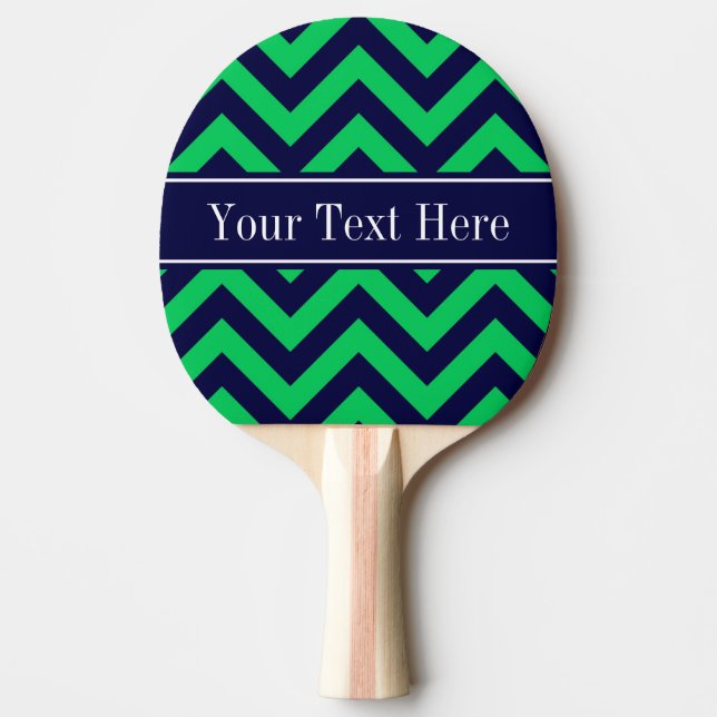 Emerald Navy LG Zickzack Navy Blue Name Monogram Tischtennis Schläger (Vorderseite)