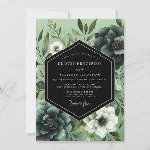 Emerald Noir Botanische Hochzeit Einladung