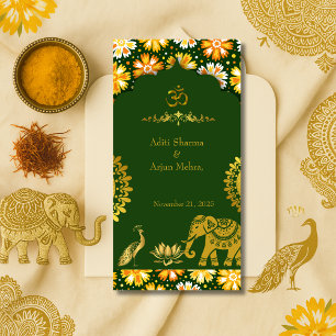 Emerald Om Hindu Wedding Table Serviette