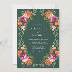Emerald Orange Blütenhochzeit Einladung