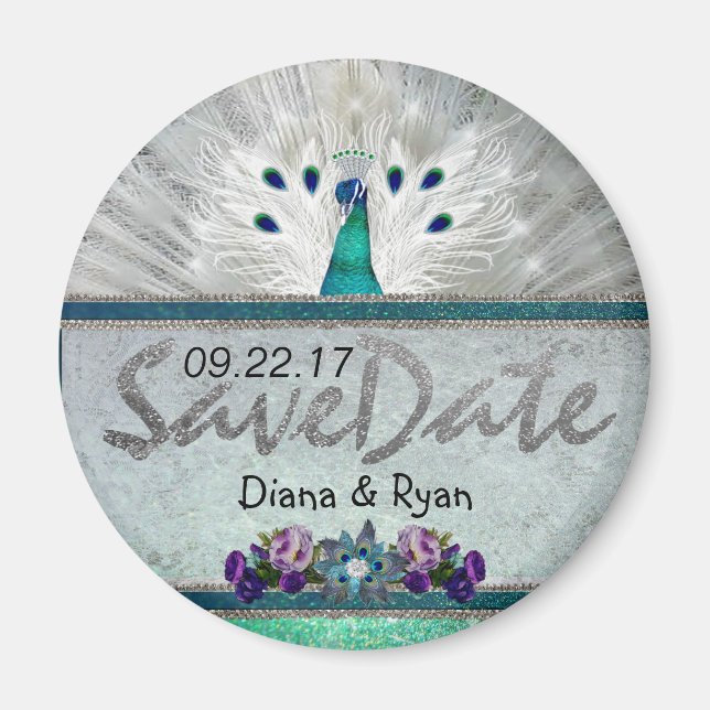 Emerald Peacock Save the Date Magnet (Vorne)
