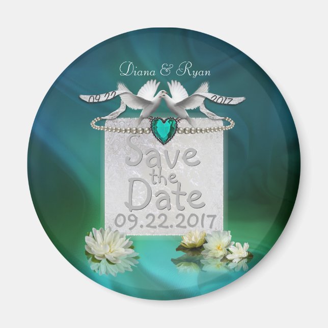 Emerald Peacock Save the Date Magnet (Vorne)