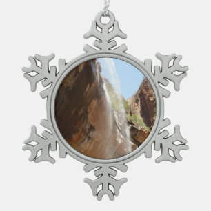 Emerald Pool Falls II aus dem Zion National Park Schneeflocken Zinn-Ornament