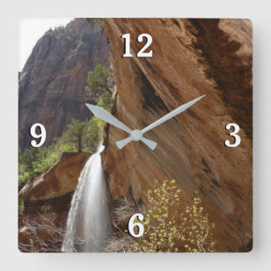 Emerald Pool Falls III aus dem Zion-Nationalpark Quadratische Wanduhr