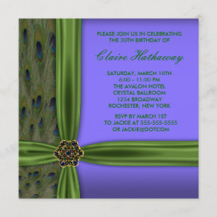 Emerald Purple Peacock 30e anniversaire Invitation