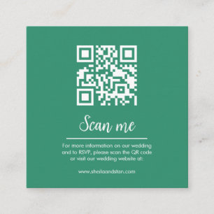 Emerald QR Code Wedding Website Enclosure Card Begleitkarte