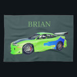 Emerald Roadrunner of the Verdant Horizon Geschirrtuch<br><div class="desc">Emerald Roadrunner of the Verdant Horizon captures the dynamic spirit of a sleek green car gliding through open space. Its vibrant color reflects energy, freshness, and a sense of freedom, while the smooth lines and polished surface evoke motion even at rest. This concept blends nature‑inspired tones with modern automotive elegance,...</div>
