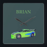 Emerald Roadrunner of the Verdant Horizon Quadratische Wanduhr<br><div class="desc">Emerald Roadrunner of the Verdant Horizon captures the dynamic spirit of a sleek green car gliding through open space. Its vibrant color reflects energy, freshness, and a sense of freedom, while the smooth lines and polished surface evoke motion even at rest. This concept blends nature‑inspired tones with modern automotive elegance,...</div>
