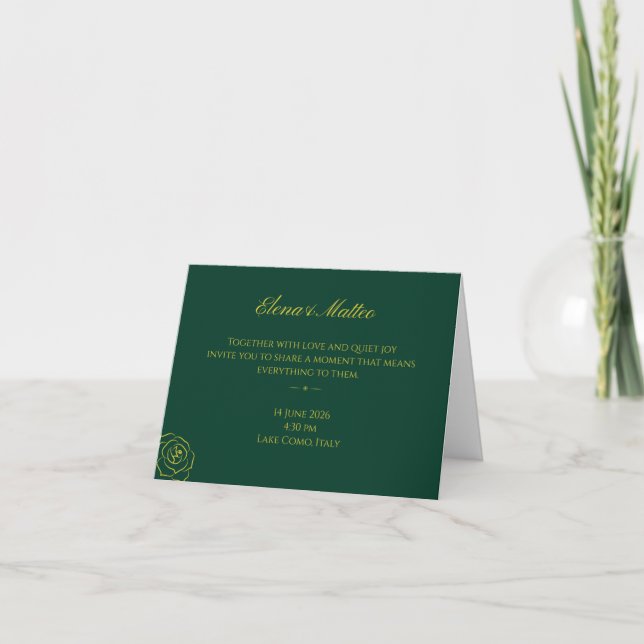 Emerald Romance Wedding Invitations Einladung (Vorderseite)