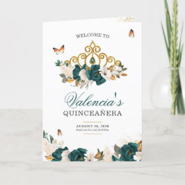 Emerald Rose Gold Tiara Butterfly Quinceanera Programm