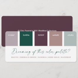 Emerald & Rose Gold Wedelfarbenkarte Einladung