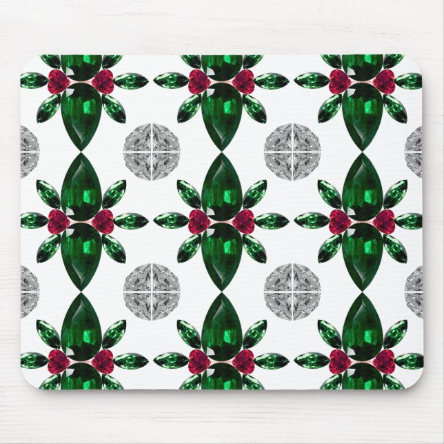 Emerald Ruby Diamond Gemstone Art Red Green Mousepad (Vorne)