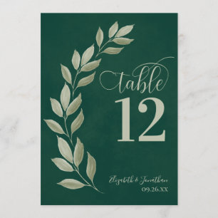 Emerald & Sage Green Feuilles Numéro de table mode